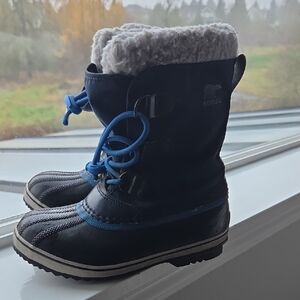 Sorel Black Boots with Blue Accents